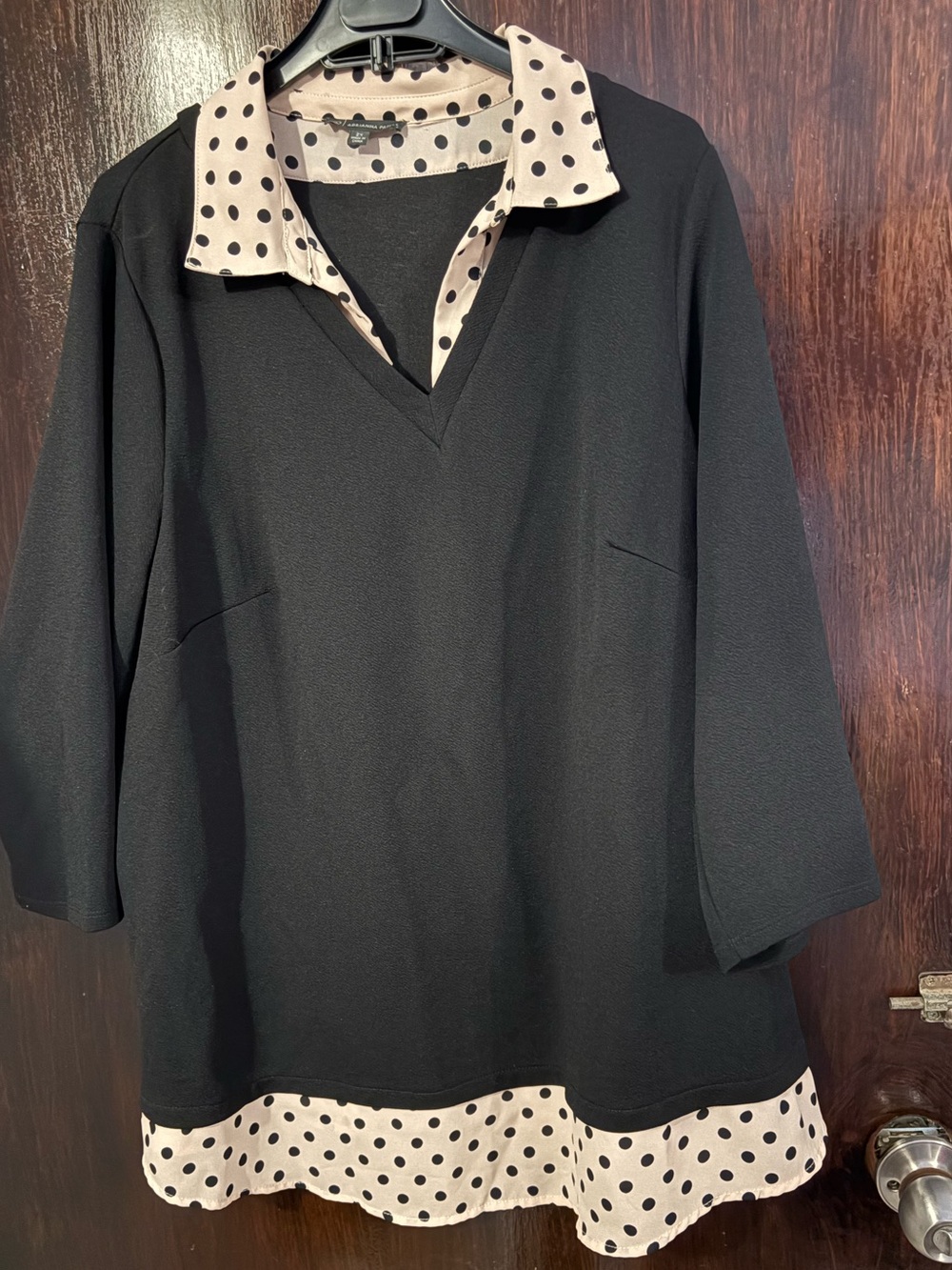 Bundle 3 for $25. Adrianna Papell V-Neck Sweater with Polka Dot Shirt. Size 2XL.